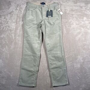 NEW Democracy Womens Pants "Ab"solution High Rise Corduroy Straight Leg 12 Green